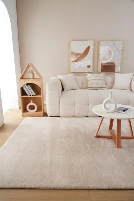 Pestävä Pehmeä Ryijymatto Fluffy Beige