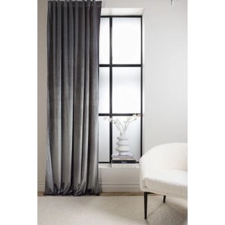 Lavendelvind Tummanharmaa 2x135x250 cm Samettiverho 2-pack