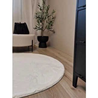 Pyöreä Eline Valkoinen Ryijymatto