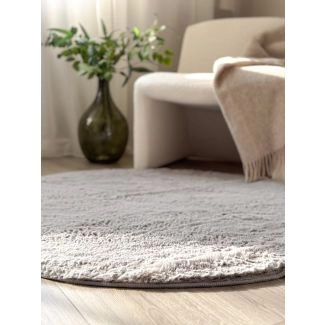 Pyöreä Eiderelle Harmaa Pehmeä Turkis-look Matto