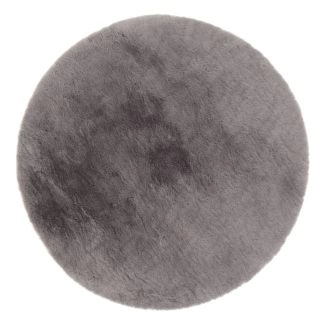 Pyöreä Eiderelle Antrasiitti Pehmeä Turkis-look Matto