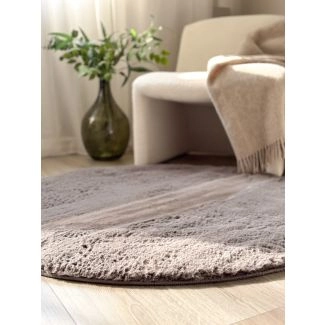 Pyöreä Eiderelle Antrasiitti Pehmeä Turkis-look Matto