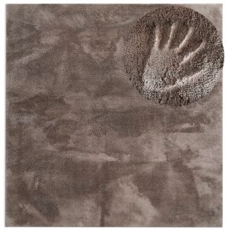 Neliö Fluffy Taupe Pestävä Pehmeä Ryijymatto