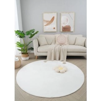 Pyöreä Glossy Offwhite Pehmeä Turkis-look Matto