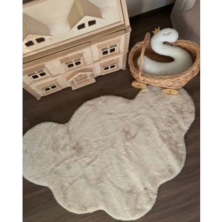 Rabbit Cloud Vaalean Beige 80x120 cm Lasten Matto Pehmeä Turkisilme