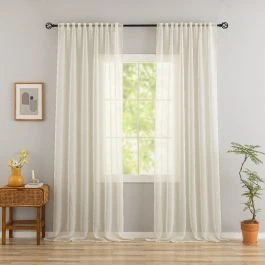 Ellinor Beige 2x135x250 cm Pellavaverhokangas-ilme 2-pakka