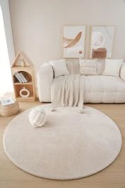 Pyöreä Fluffy Beige