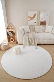 Pyöreä Fluffy Offwhite