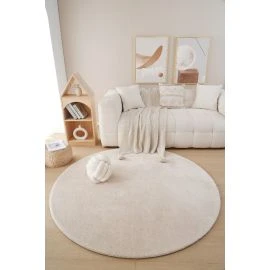 Pyöreä Fluffy Beige