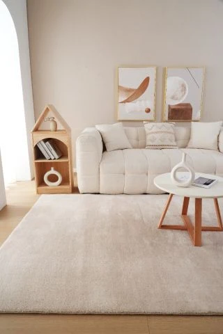 Pestävä Pehmeä Ryijymatto Fluffy Beige