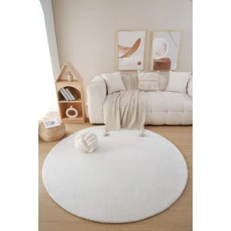 Pyöreä Fluffy Offwhite